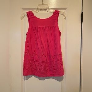 Crown & Ivy pink eyelet top